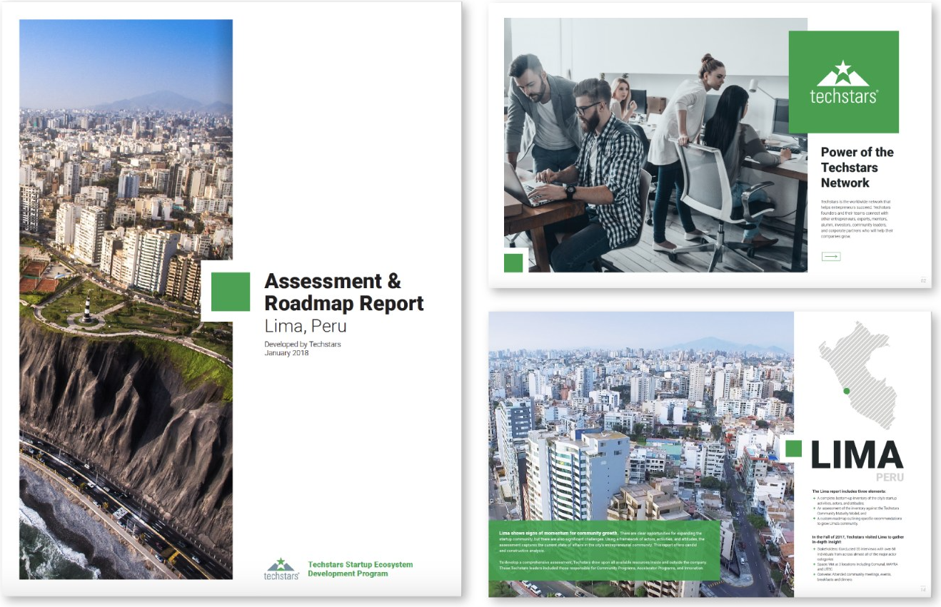 Techstars Assessment and Roadmap Report, cover and interior spreads